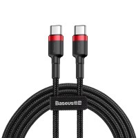 Baseus Cafule Καλώδιο Nylon Braided Wire USB-C PD / USB-C PD PD2.0 60W 20V 3A QC3.0 1M Black-red (CATKLF-G91) CATGH-J01.jpg